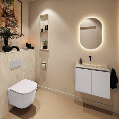 MONDIAZ TURE-DLUX meuble WC 60 cm Cale. EDEN lavabo Ostra position centrale. Sans trou de robinet.