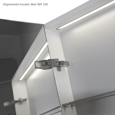 BRAUER Dual Armoire de toilette 100x70x15cm avec éclairage LED indirect 2 portes Blanc brillant