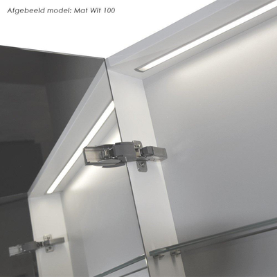 BRAUER Impress Deluxe spiegelkast - 100x70x15cm - interne en externe verlichting - 2 dubbelzijdige spiegeldeuren - mat wit