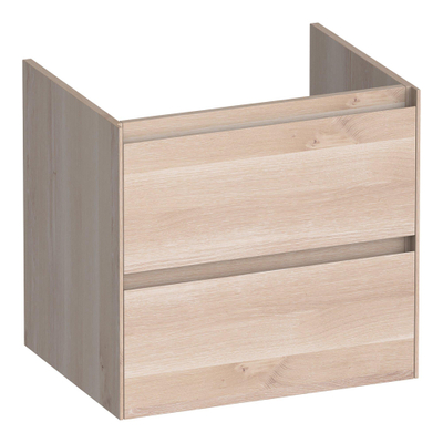 BRAUER Inspire wastafelonderkast 60 2 softclose lades - greeploos - 1 sifon uitsparing - massief eiken - lamellen eiken wit