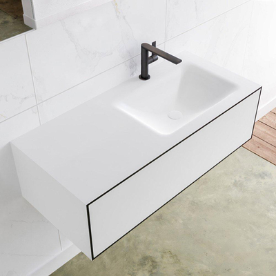 Mondiaz Lagom Meuble avec 1 tiroir 100x30x45cm vasque Cloud droite 1 trou de robinet Solid Surface Urban