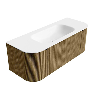 Mondiaz KURVE Badkamermeubelset - 120x46x40cm - 1 lade - 2 deuren - wastafel solid surface - midden - zonder kraangat - Dusk
