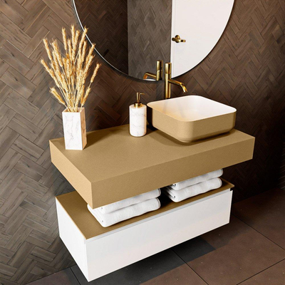 Mondiaz TOP 51 Plan vasque suspendu - 90x51x12cm - adapté pour vasque à poser - Solid surface - Oro