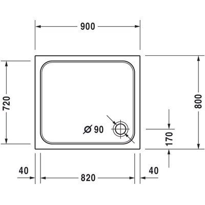 Duravit D-code douchebak 90x80x8.5cm acryl wit