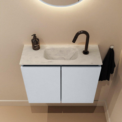 MONDIAZ TURE-DLUX Meuble de toilettes 60 cm Clay. EDEN vasque Opalo position milieu. Avec 1 trou de robinet.