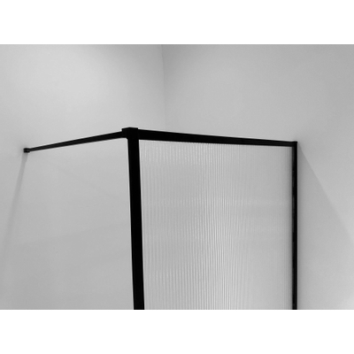 Wiesbaden Square Inloopdouche - 90x200cm - 8mm - nano geribbeld helder glas - mat zwart