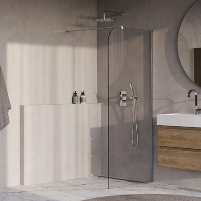 BRAUER Orion Paroi de douche à l'italienne - 100x200cm - verre transparent - revêtement en verre - Chrome brillant