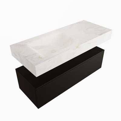 Mondiaz ALAN-DLUX Ensemble de meuble - 110cm - meuble Urban mat - 1 tiroir - Lavabo Cloud Ostra suspendu - vasque gauche - 1 trou de robinet