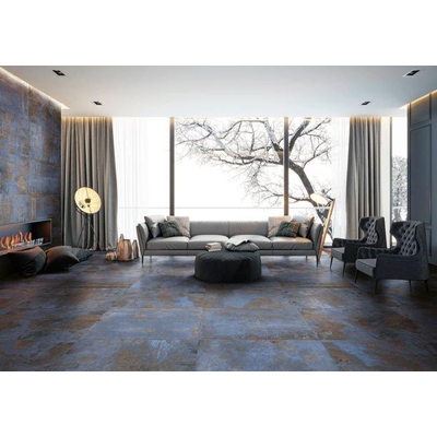 ÉCHANTILLON Terravito Copuro carreau mural et de sol - 60x60cm - 9mm - Carré - rectifié - Aspect béton - Bleu mat