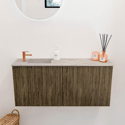 Mondiaz JOYA-DLUX 90cm toiletmeubel - kleur Dusk - Wastafel FAYE positie Links 1 kraangat kleur Glace.