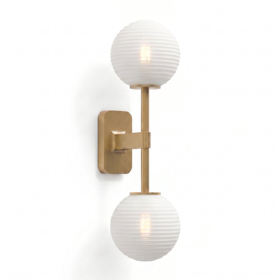 Astro Tacoma Twin Applique/Plafonnier - 230V - IP44 - bulbeux - cannelé - verre blanc - laiton (or)