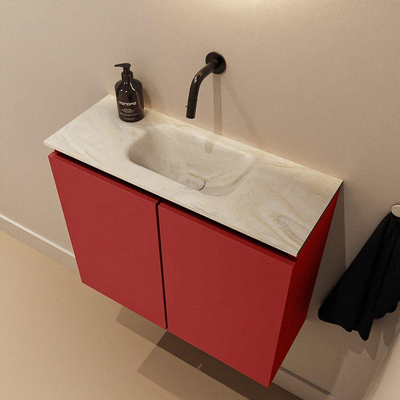 MONDIAZ TURE-DLUX 60cm toiletmeubel Fire. EDEN wastafel Ostra positie midden. Zonder kraangat.