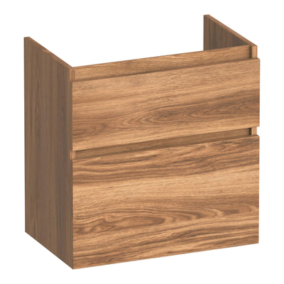 BRAUER Delight wastafelonderkast ondiep - 60x39x60cm - 2 softclose lades - greeploos - 1 sifon uitsparing - Honey