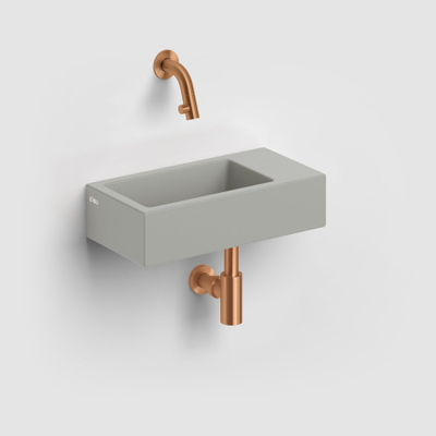 Clou Flush 3 lave-mains 36x18cm sans trou de robinet à droite gris mat céramique.