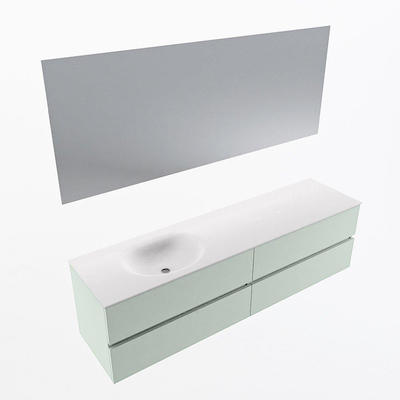 Mondiaz Vica ensemble de meuble de salle de bain - 180cm - meuble sous-vasque greey - 4 tiroirs - lavabo moon gauche - sans trous de robinet - couleur talc - miroir LED - version XL 60cm de haut