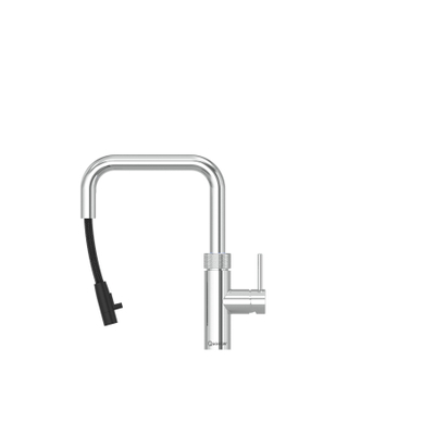 Quooker BE Flex Square Robinet d'eau bouillante - bec pivotant et extractible - PRO3 incl. réservoir Cube - Eau chaude / bouillante / pétillante / filtrée - chrome
