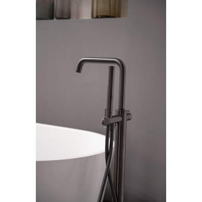 Hotbath Ace Partie visible - mélangeur de bain - autoportant - flexible de douche - douchette à main - Noir poli PVD