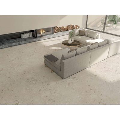 Modano Palma Lura vloer- en wandtegel - 90x90cm - 9mm - gerectificeerd - R10 - terrazzo - mat sand (beige)