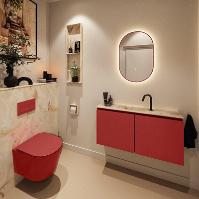 MONDIAZ TURE-DLUX 100cm toiletmeubel Fire. EDEN wastafel Frappe positie midden. Met 1 kraangat.