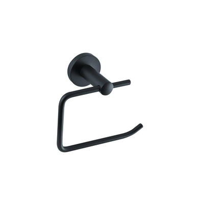 Fortifura Calvi Pack WC 3 pièces - porte-rouleau sans couvercle - brosse de toilette - crochet à serviette double rond - Noir Mat