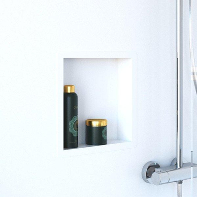 Saniclass Hide Niche de salle de bains 30x30x10cm inox avec bride d'installation Blanc