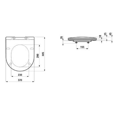 Laufen abattant wc de WC slim 37.4x44.3x5.3cm avec couvercle système amovible duroplast blanc