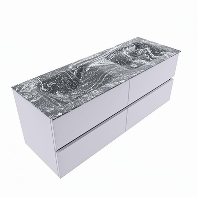 Mondiaz VICA-DLUX ensemble de meuble de salle de bain - 130cm - meuble sous-vasque cale - 4 tiroirs - lavabo encastré cloud double - 2 trous de robinet - version haute de 60cm - lave