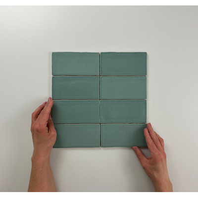 Cifre Ceramica Atlas wandtegel - 7.5x15cm - 8.5mm - Rechthoek - Groen mat
