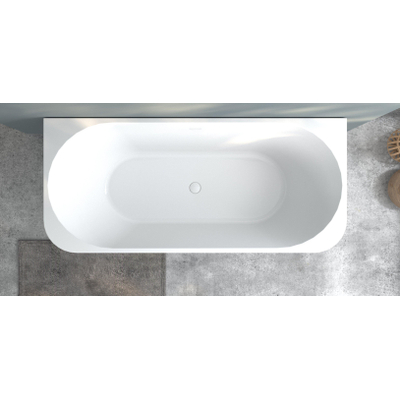 ZEZA Grand half vrijstaand bad - 180x80x58cm - met afvoer - acryl - rond - glans wit