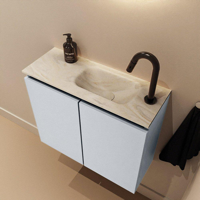 MONDIAZ TURE-DLUX Meuble toilette - 60cm - Clay - EDEN - vasque Ostra - position droite - 1 trou de robinet