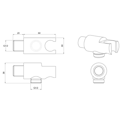 Differnz support de douche à main encastré chromé