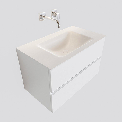 Mondiaz VICA Meuble Talc avec 2 tiroirs 80x50x45cm vasque lavabo Cloud centre sans trou de robinet