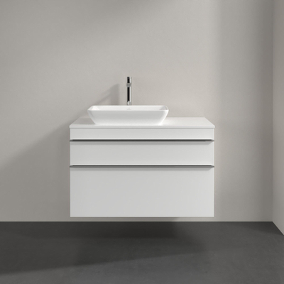 Villeroy & Boch Venticello Meuble sous lavabo 95.7x50.2x60.6cm avec 2 tiroirs pour lavabo à poser gauche blanc brillant