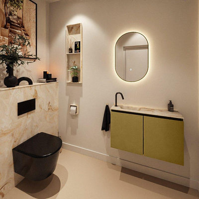 MONDIAZ TURE-DLUX 80cm toiletmeubel Oro. EDEN wastafel Frappe positie links. Met 1 kraangat.