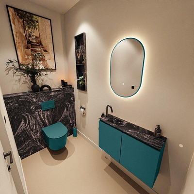 MONDIAZ TURE-DLUX 80cm toiletmeubel Smag. EDEN wastafel Lava positie links. Met 1 kraangat.