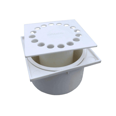 Dyka siphon de sol intérieur abs d10 avec grille abs 10x10cm blanc