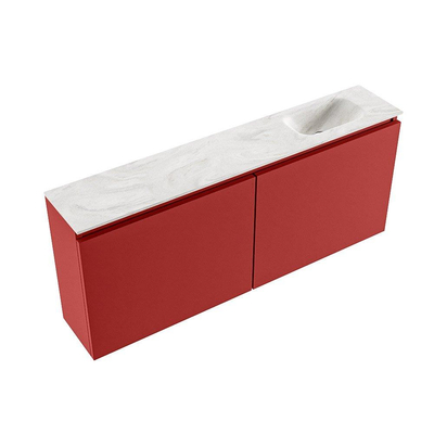 MONDIAZ TURE-DLUX Meuble de WC 120 cm Fire. EDEN lavabo Ostra position droite. Avec 1 trou de robinet.