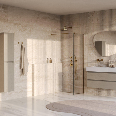 BRAUER Oblivion Inloopdouche - 50x200cm - glascoating - helder glas - geborsteld goud PVD