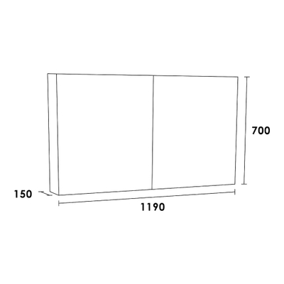 BRAUER Dual Armoire Miroir - 120x70x15cm - 2 gauche- porte miroir à droite - MFC - Amande MODÈLE D'EXPOSITION