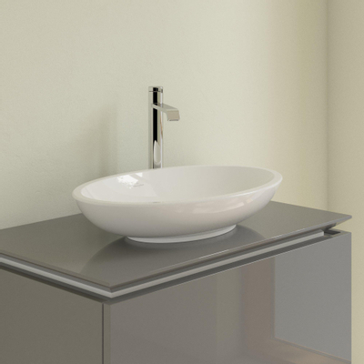 Villeroy & Boch Loop en Friends opzetwastafel met plug met keramische afdekking 58.5x38cm zonder overloop wit