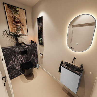MONDIAZ TURE-DLUX 40cm toiletmeubel Plata. EDEN wastafel Lava positie midden. Zonder kraangat.