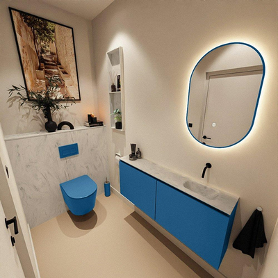 MONDIAZ TURE-DLUX 120cm toiletmeubel Jeans. EDEN wastafel Opalo positie rechts. Zonder kraangat.