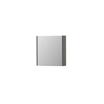 INK SPK1 Spiegelkast - 60x14x60cm - 1 deur - dubbelzijdige Spiegel - schakelaar en stopcontact - MDF lak Mat beton groen