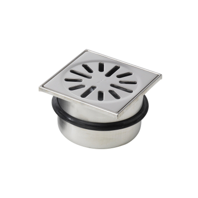 Aquaberg Siphon de sol en acier inoxydable avec raccord mofa 50mm 10x10cm avec garde d'odeur en acier inoxydable 37mm