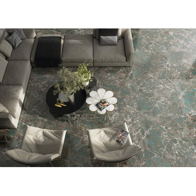 Cifre Ceramica Amazzonite Carrelage mural et de sol - 120x120cm - 10,7mm - Rectangulaire - rectifié - Aspect marbre - Vert poli