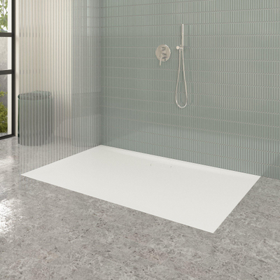 Villeroy & Boch Ecora douchebak - 160x100x3.5cm - afvoer lange zijde - stone white (wit)