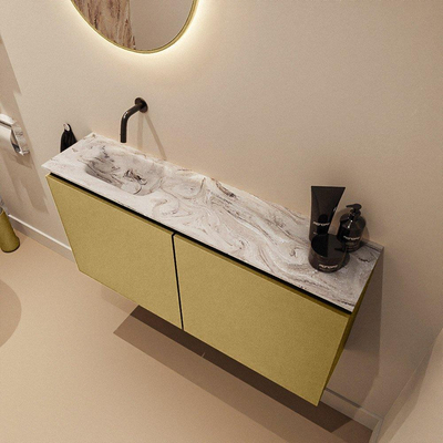 MONDIAZ TURE-DLUX 100cm toiletmeubel Oro. EDEN wastafel Glace positie links. Zonder kraangat.