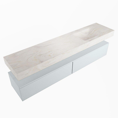 Mondiaz ALAN-DLUX Ensemble de meuble - 200cm - meuble Clay mat - 2 tiroirs - Lavabo Cloud Ostra suspendu - vasque Droite - 0 trous de robinet