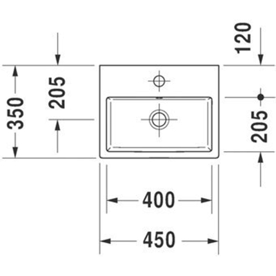 Duravit Vero Air Lave-mains - 45x35cm - montage murale - 1 trou de robinet - avec trop-plein - bord rectifié - blanc
