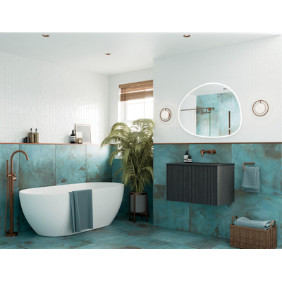 Crosswater Mada Miroir led salle de bain - 70x90cm - horizontal/vertical - 2700K à 6400K - intensité réglable - forme caillou